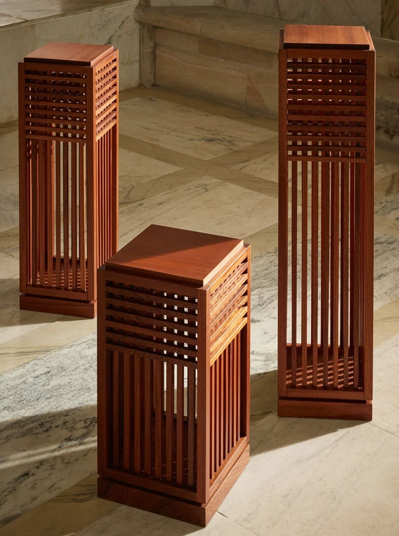 Riviera Plinth Medium in Oiled African Mahogany