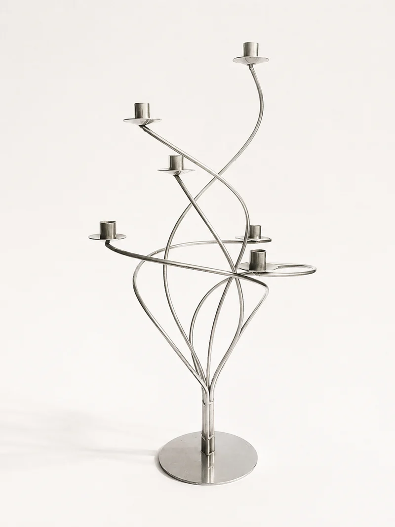 Sculptural Spiral Metal Candelabra, 1980s