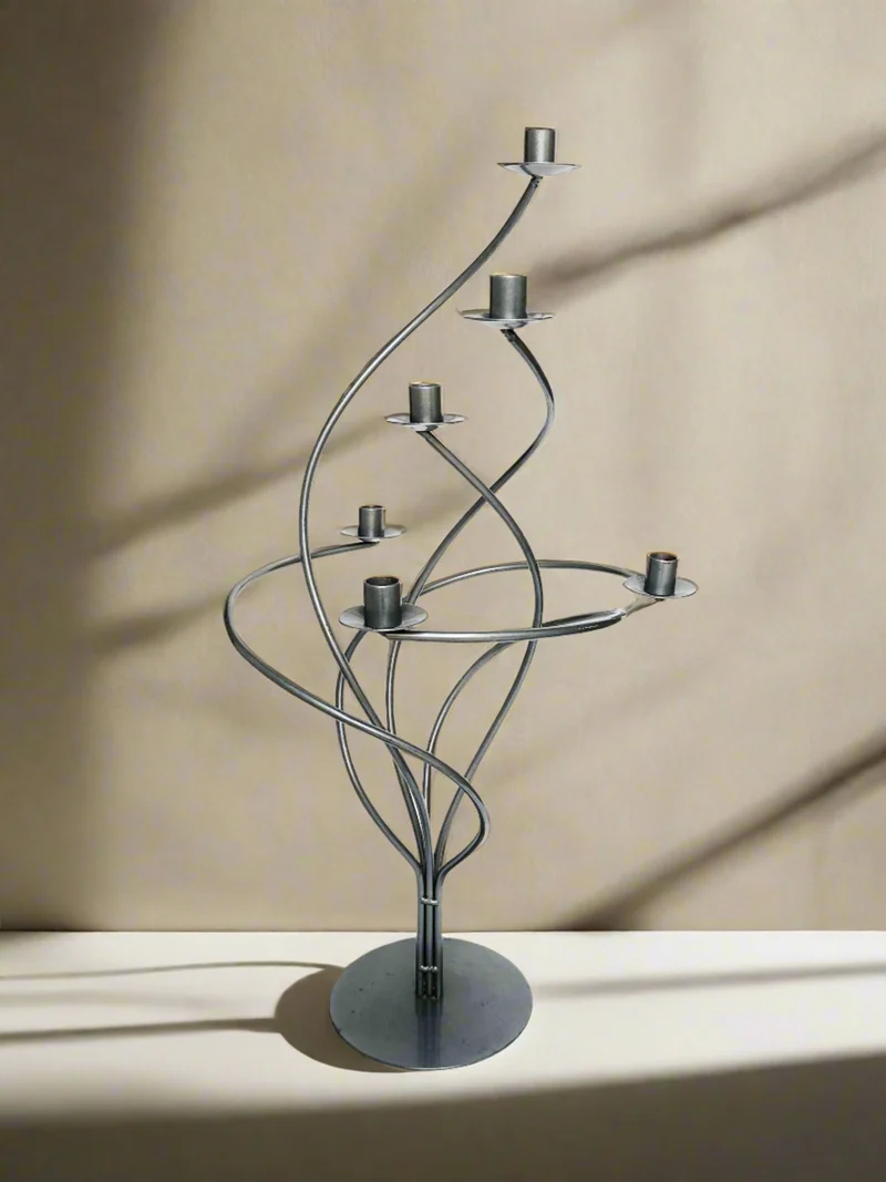 Sculptural Spiral Metal Candelabra, 1980s