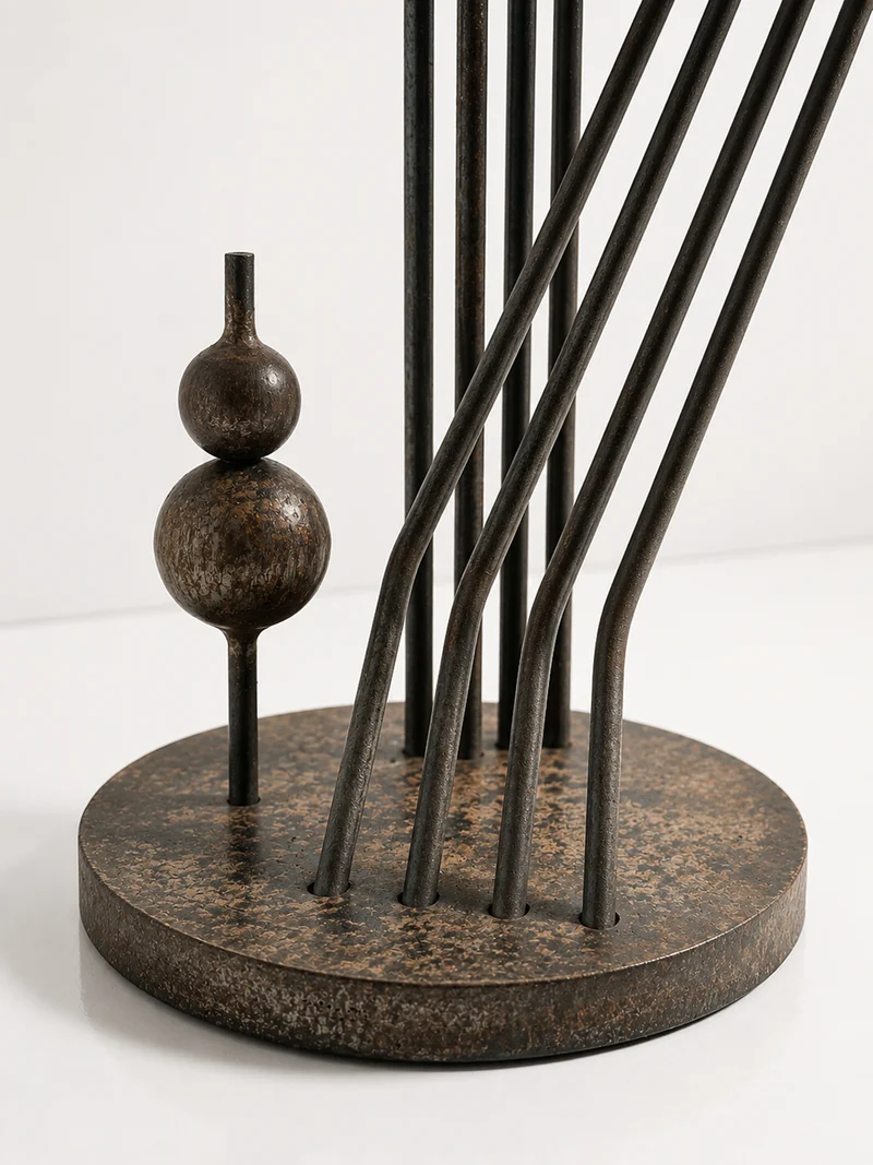 Large Brutalist Sculptural Metal Candlestick - 1960s