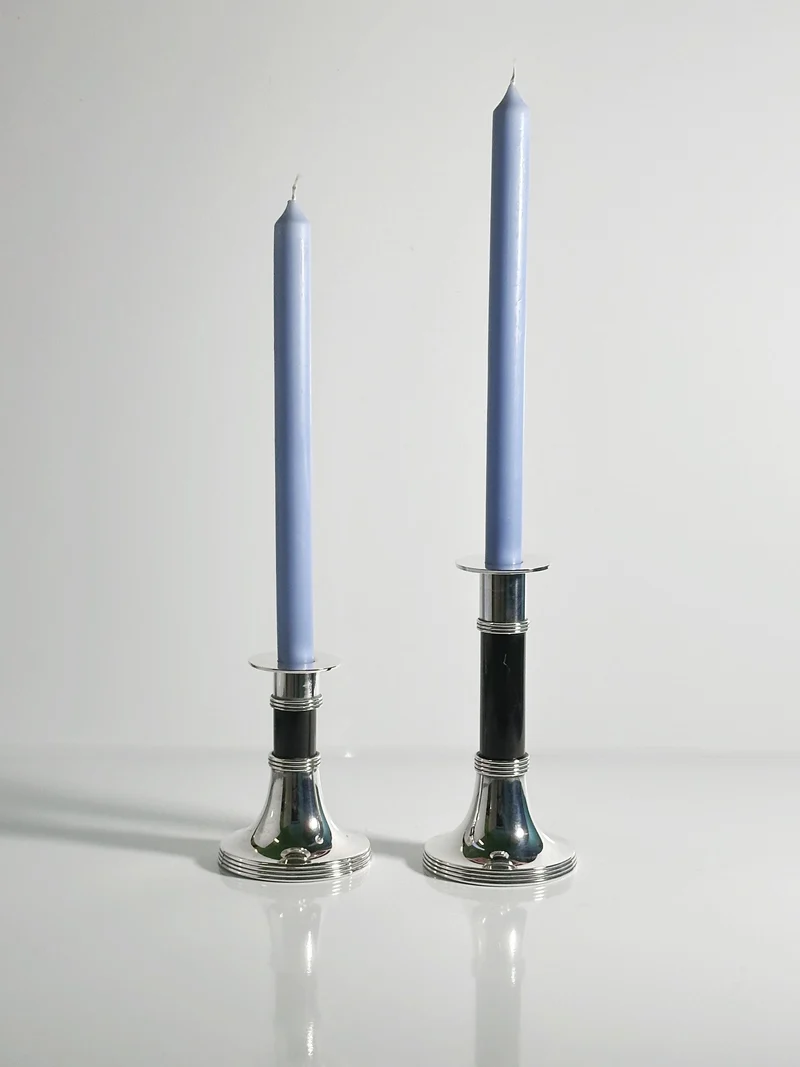 Pair of Silver Plated Candleholders by Gunther Lambert