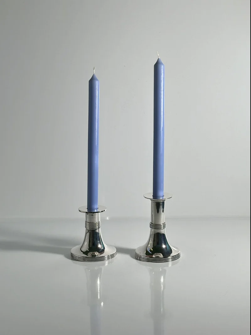 Pair of Silver Plated Candleholders by Gunther Lambert