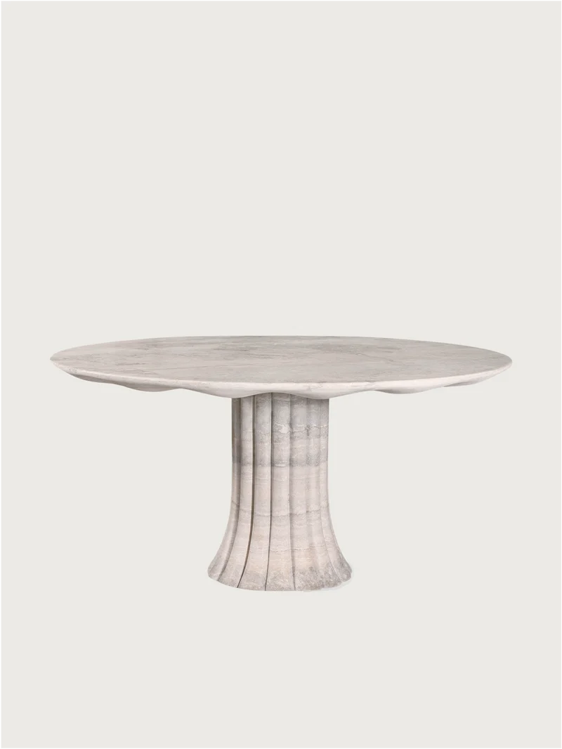 Drapery Table in Silver Travertine