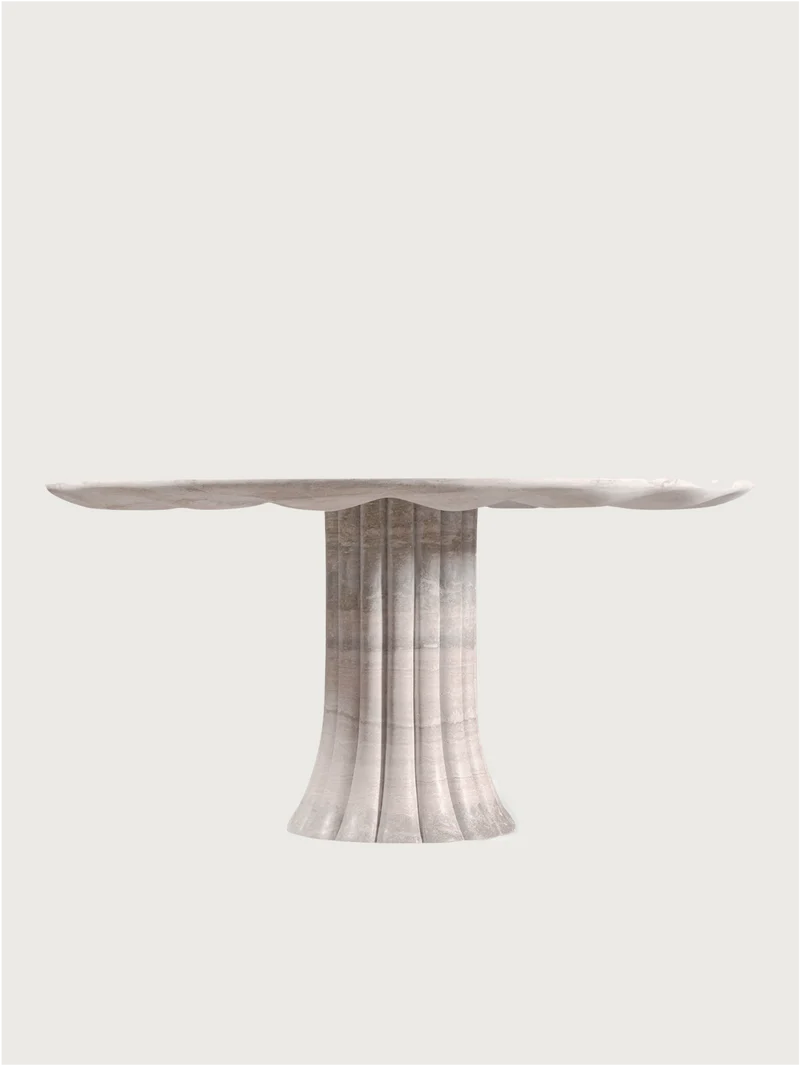 Drapery Table in Silver Travertine