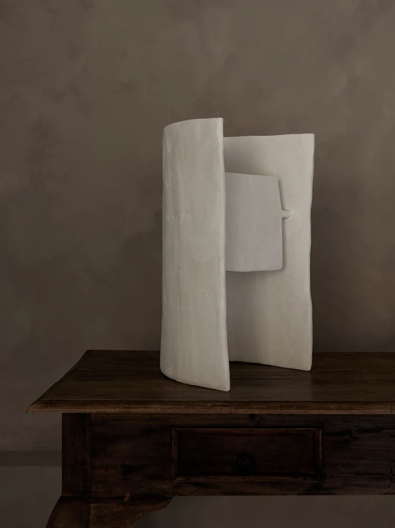 Crescent Plaster Table Lamp