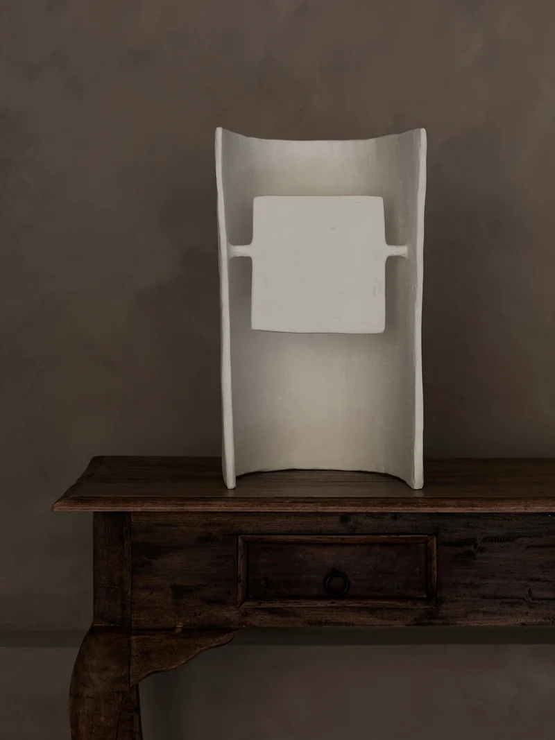 Crescent Plaster Table Lamp
