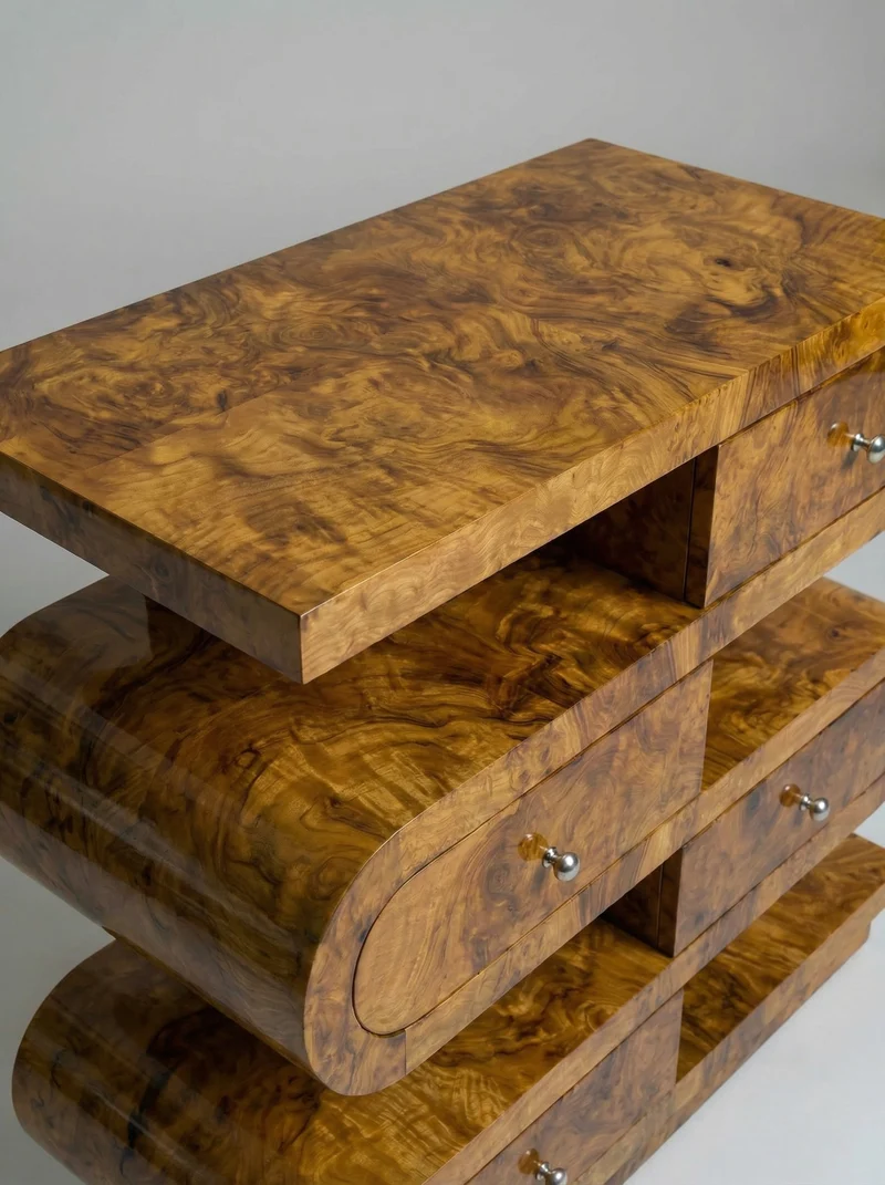 'Hebi Drawers' Olive Burl Wood Console