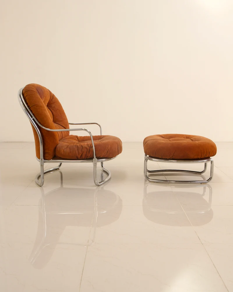 Ensemble fauteuil et ottoman modèle 915 par Carlo De Carli pour Cinova 70's