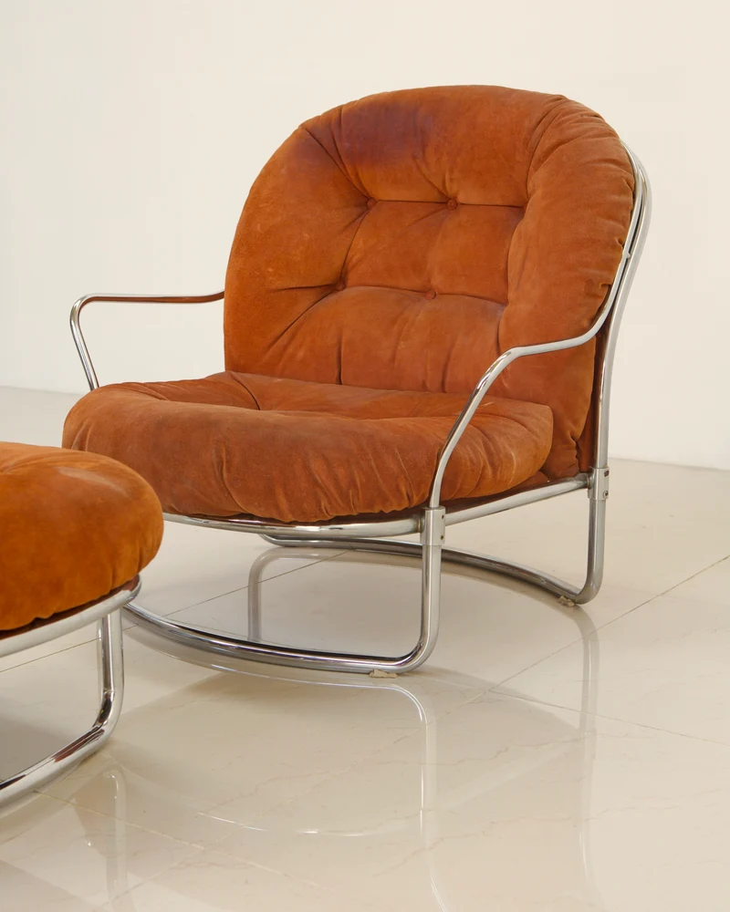 Ensemble fauteuil et ottoman modèle 915 par Carlo De Carli pour Cinova 70's