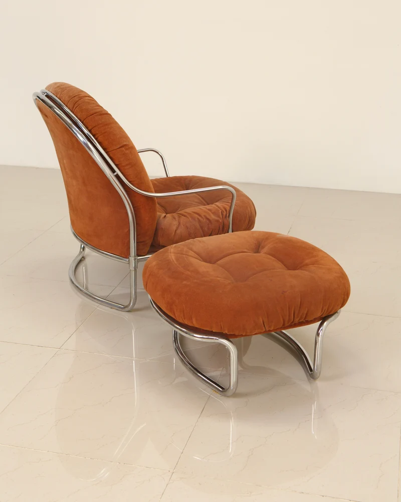 Ensemble fauteuil et ottoman modèle 915 par Carlo De Carli pour Cinova 70's