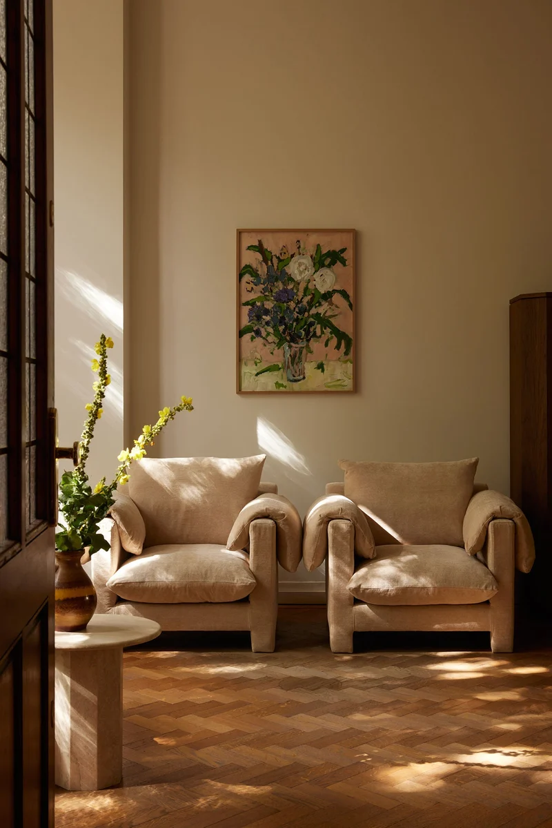 'La Plume' Armchair in Dedar Belsuede Fabric