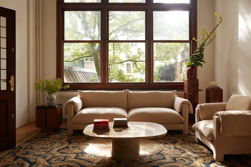 'La Plume' Sofa in Dedar Belsuede Fabric