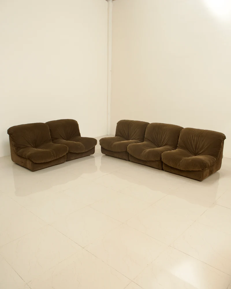 Canapé modulable en velours marron par Stilgamma 70's