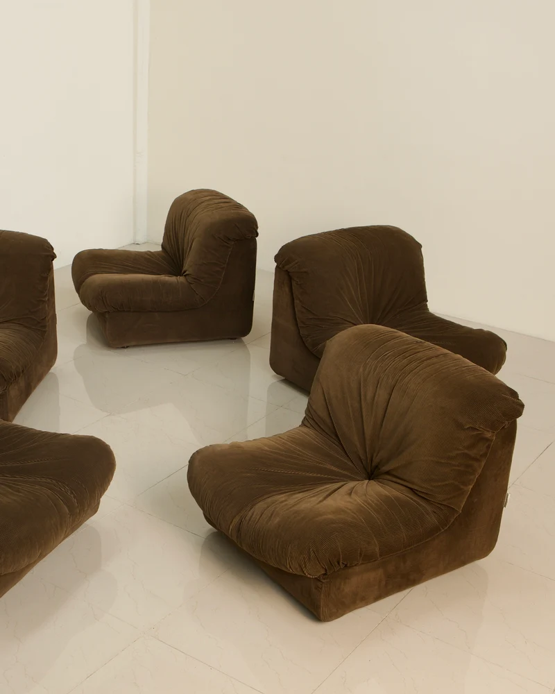 Canapé modulable en velours marron par Stilgamma 70's