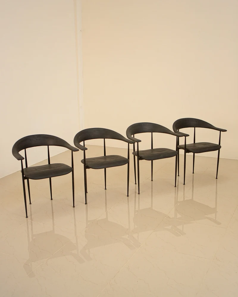 Set of 4 Chairs "P40" by Giancarlo Vegni for Fasem 80's