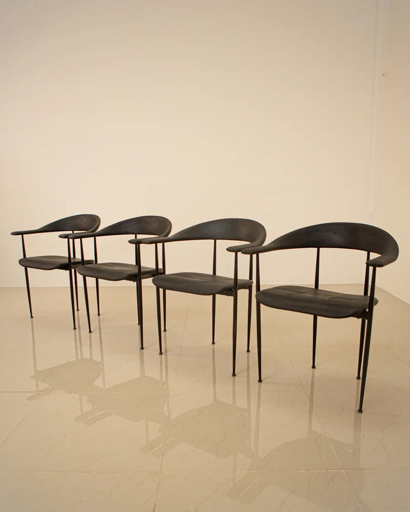 Set of 4 Chairs "P40" by Giancarlo Vegni for Fasem 80's