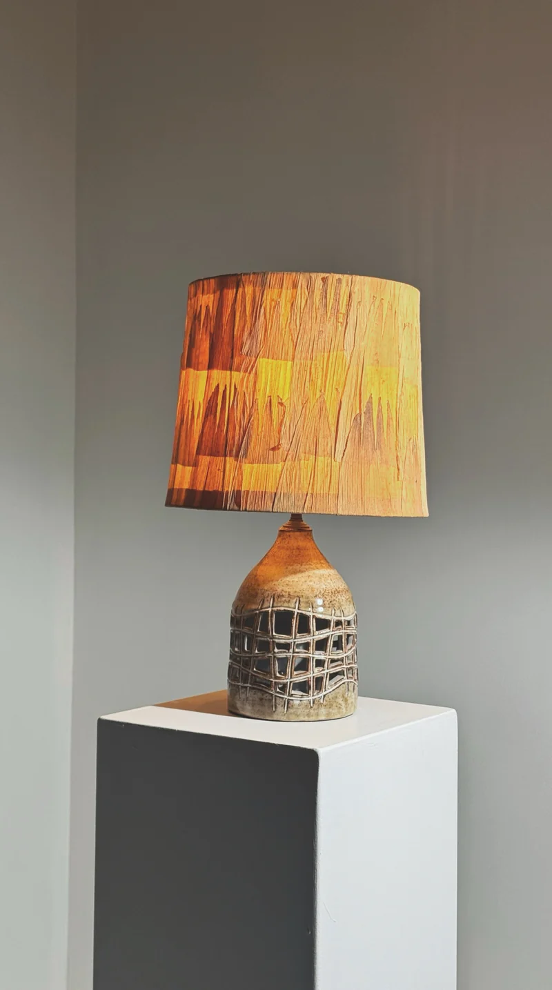 Vintage Elegant pierced Ceramic Table Lamp by Robert Pérot, Vallauris, France, circa 1960