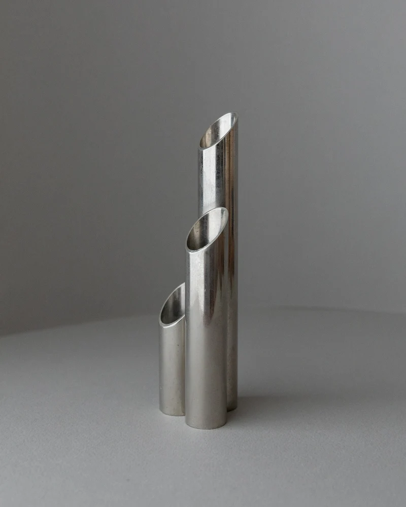 Stainless Steel Candle Holder, Italy 1970s