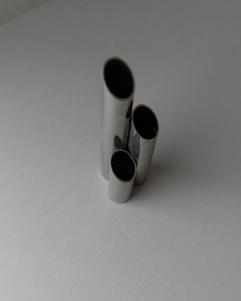 Stainless Steel Candle Holder, Italy 1970s