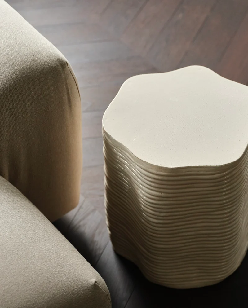 Handsculpted Ceramic Stool Cream