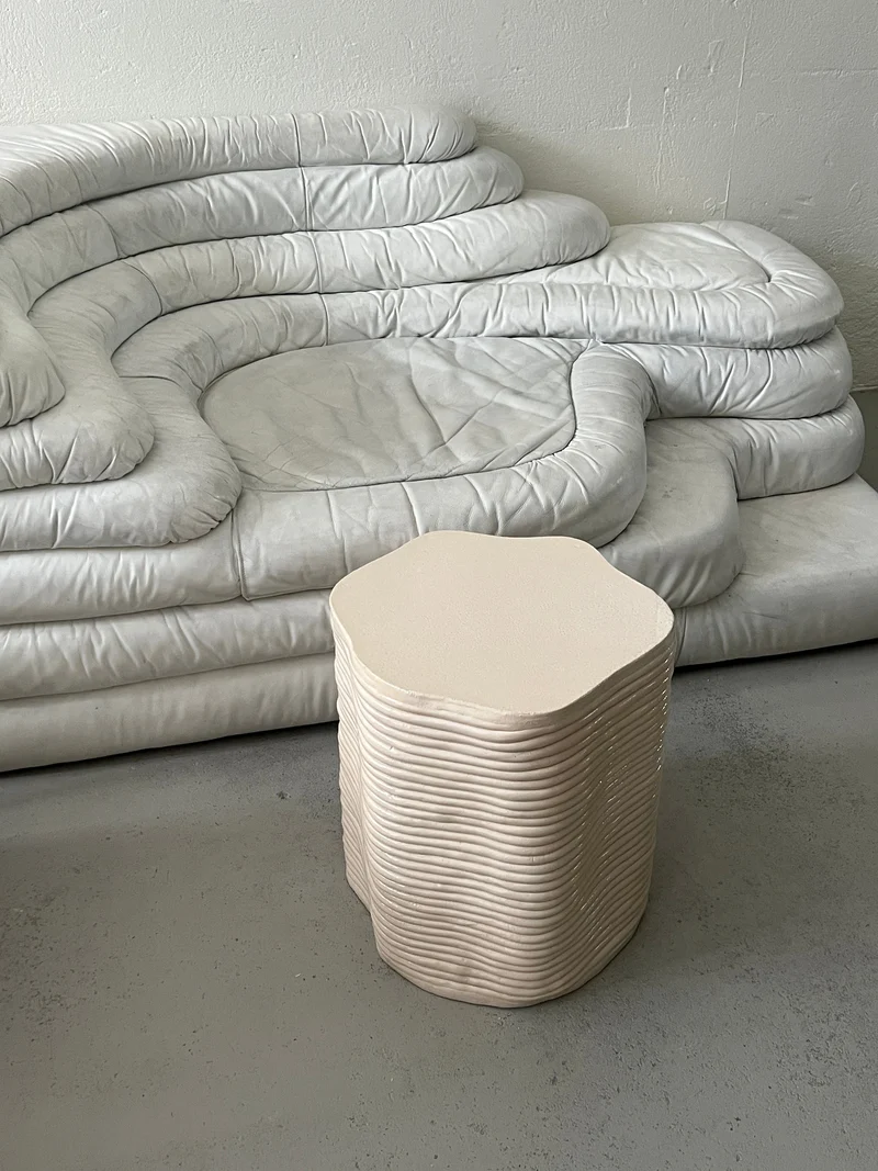 Handsculpted Ceramic Stool Cream