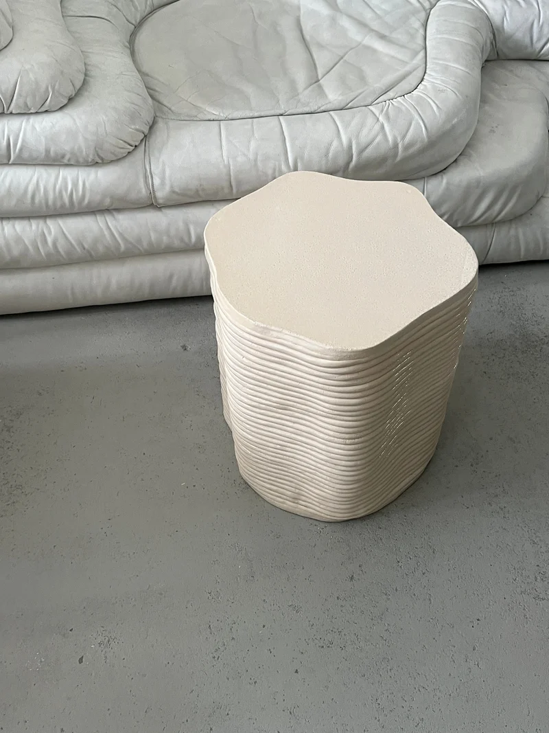 Handsculpted Ceramic Stool Cream