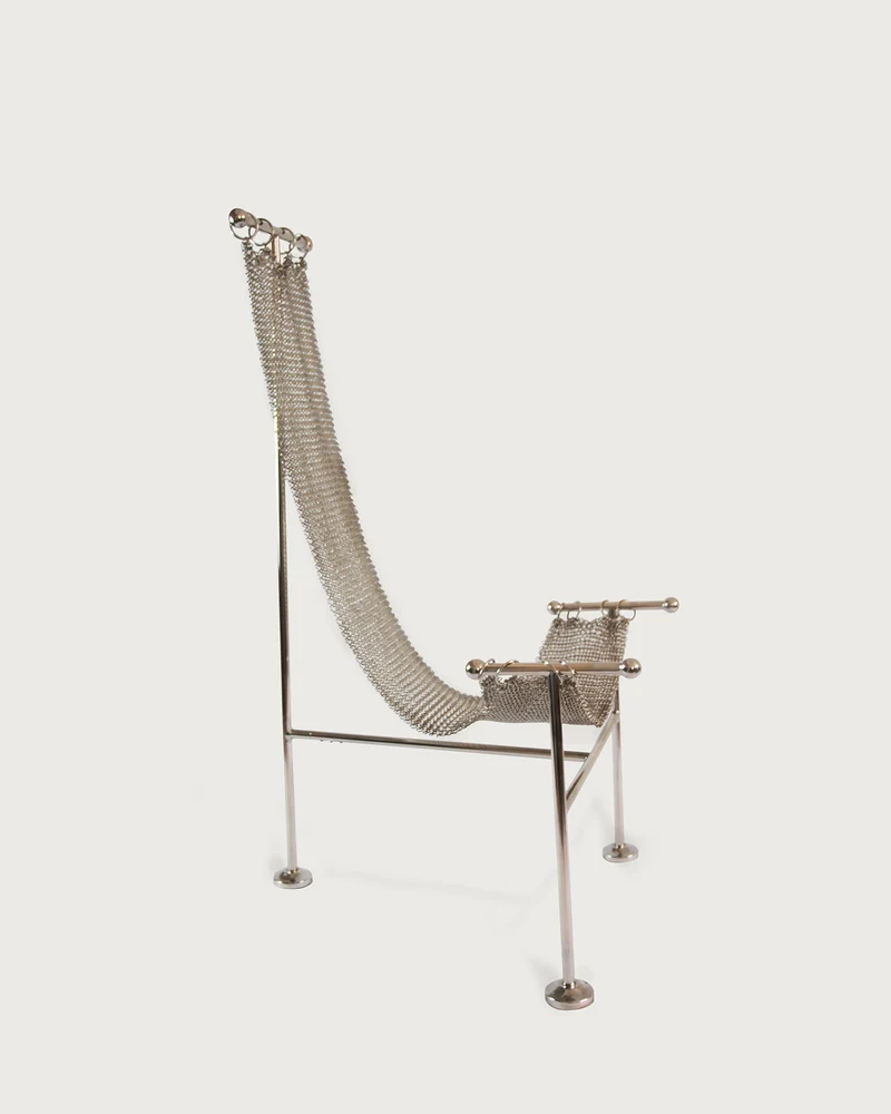 Chainmail Sculptural Armchair in Metal and Steel