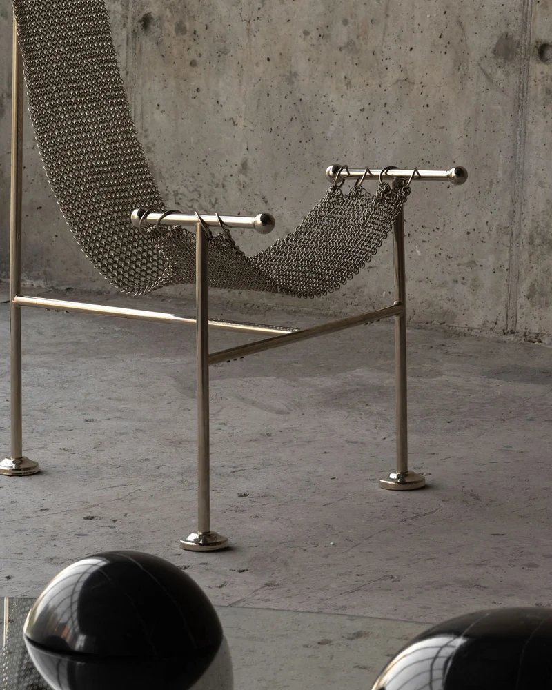 Chainmail Sculptural Armchair in Metal and Steel