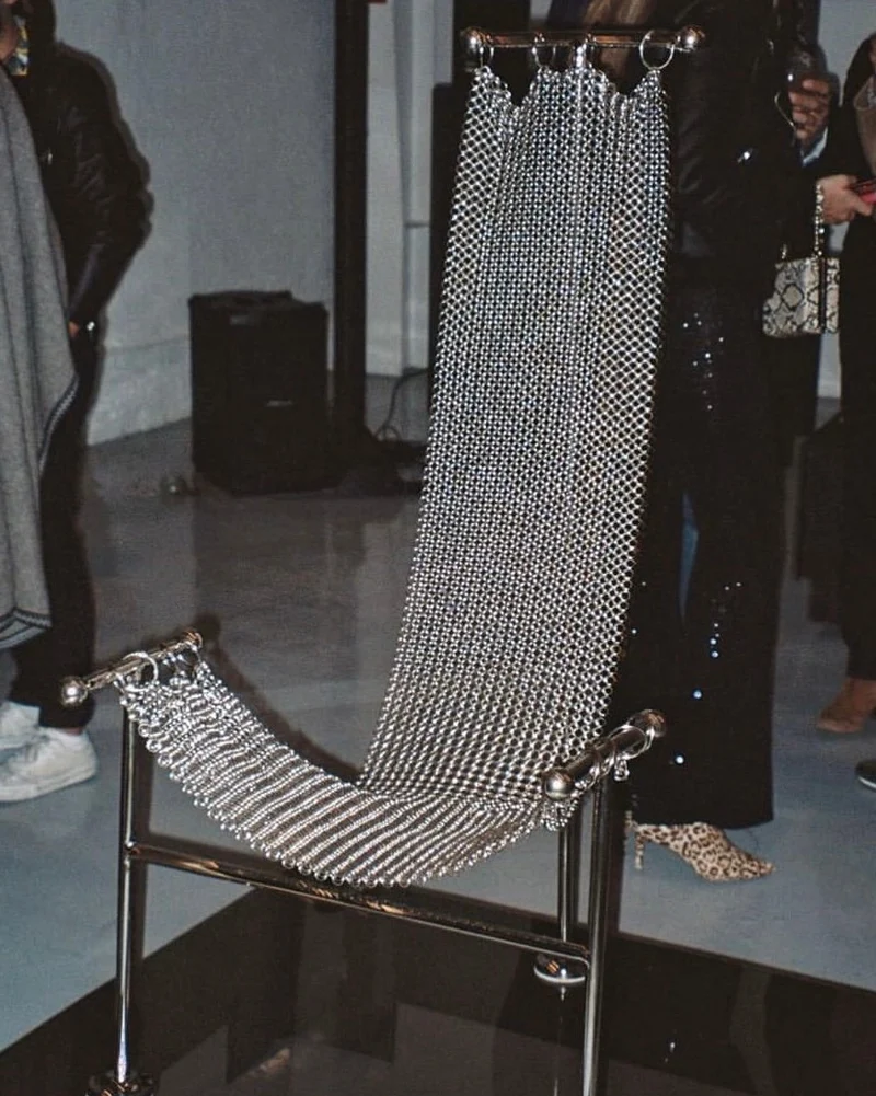 Chainmail Sculptural Armchair in Metal and Steel