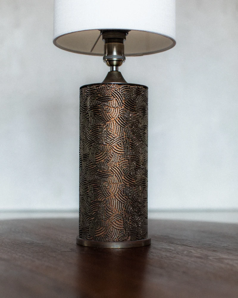Vintage Brutalist Monolithic Bronze Table Lamp