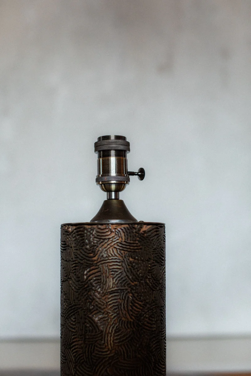 Vintage Brutalist Monolithic Bronze Table Lamp