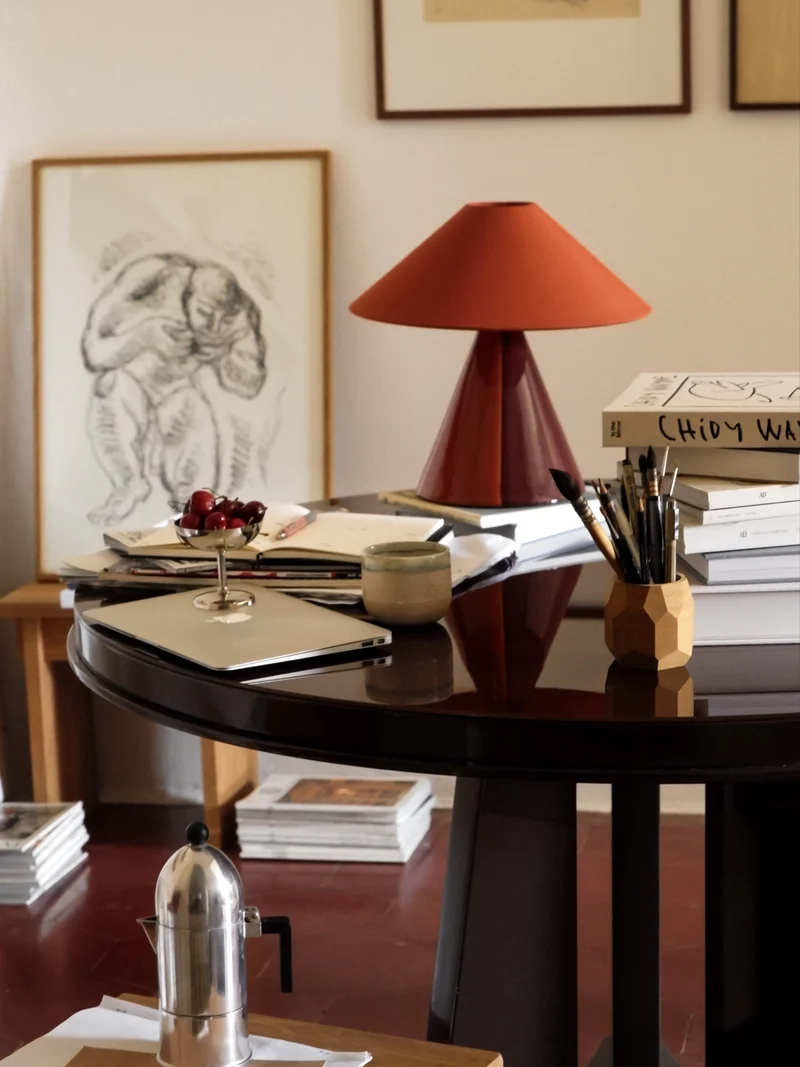 "Caterina" Earthenware Table Lamp - Cognac