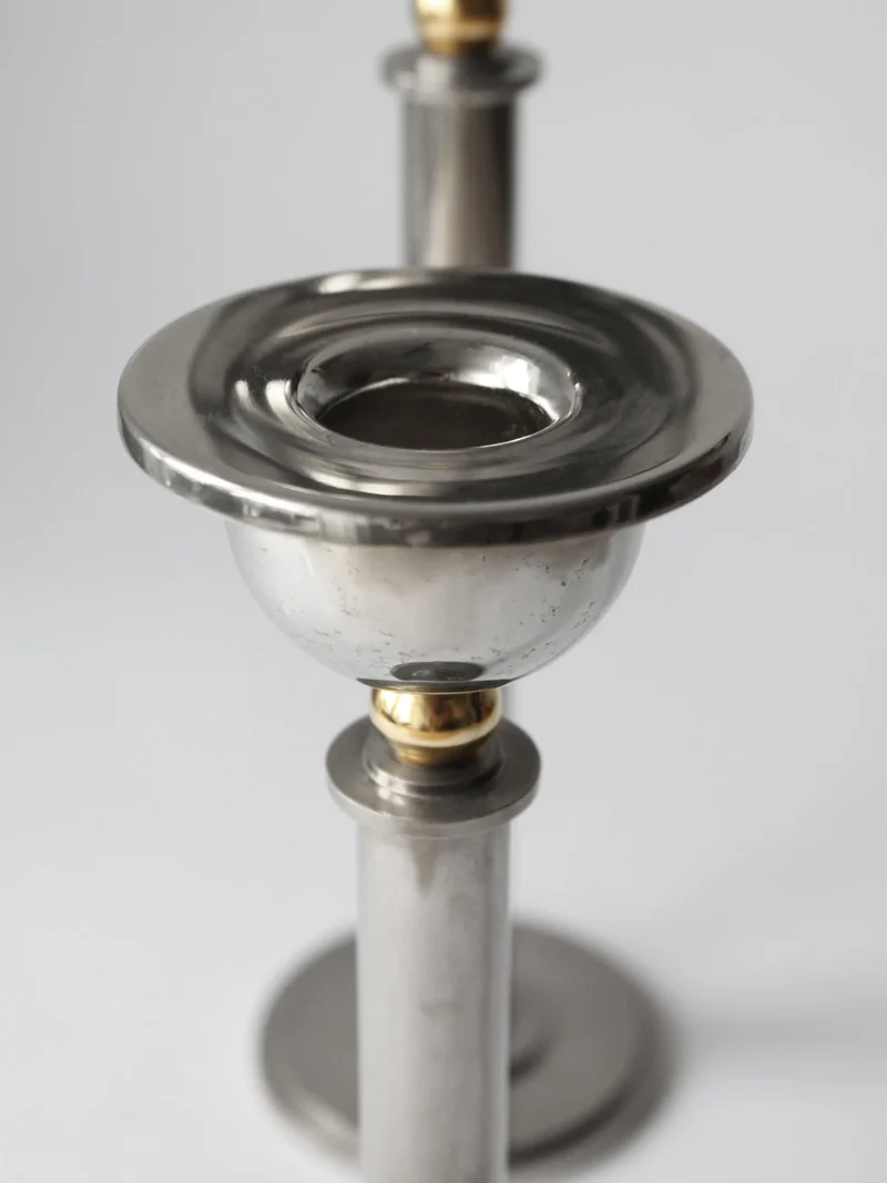 Silver Plated And Brass Candle Holders Set