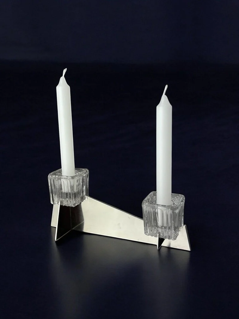 Peill & Putzler Candleholder, Glass and Metal, Germany, 1970's