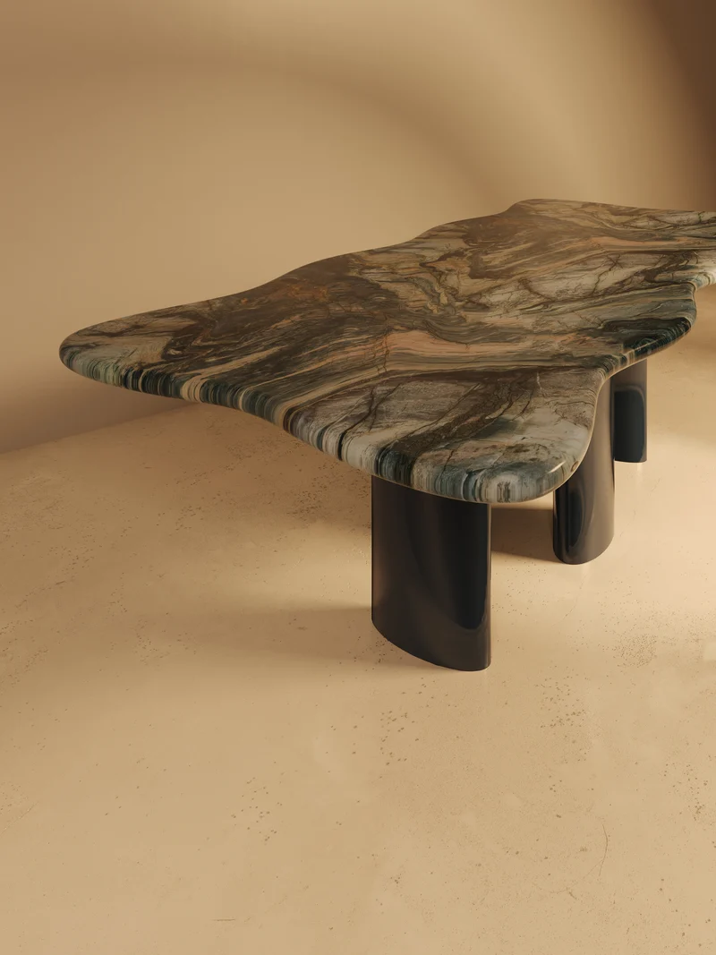 MOJÉ Blue Edition – Glossy Lacquered Base, Quartzite Blue Blend Top