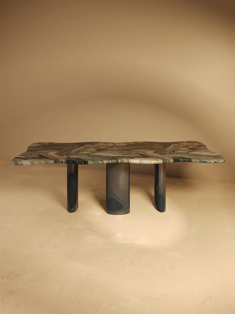 MOJÉ Blue Edition – Glossy Lacquered Base, Quartzite Blue Blend Top