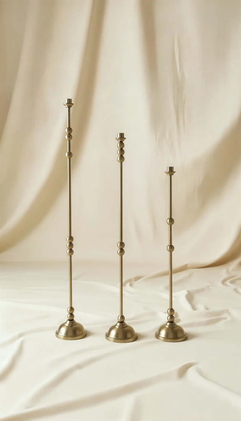 ASHA I – Brushed Brass Sculptural Candlestick Set