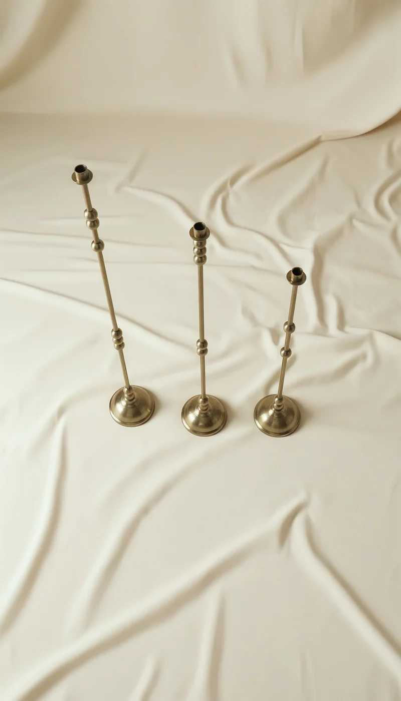 ASHA I – Brushed Brass Sculptural Candlestick Set