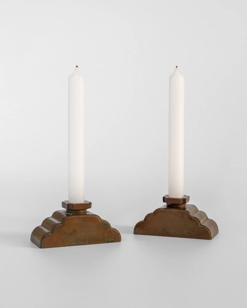 Pair of Art Deco Bronze Candlesticks by Sune Bäckström, Sweden 1930s