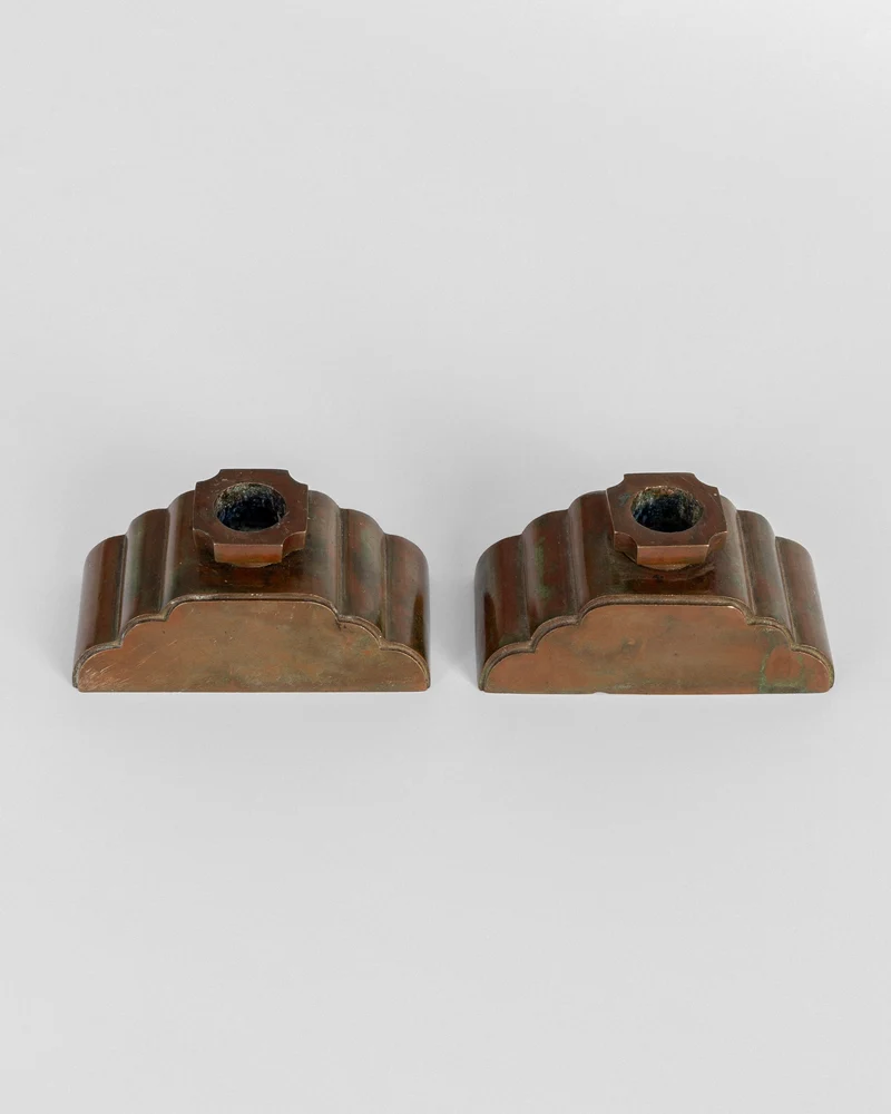 Pair of Art Deco Bronze Candlesticks by Sune Bäckström, Sweden 1930s