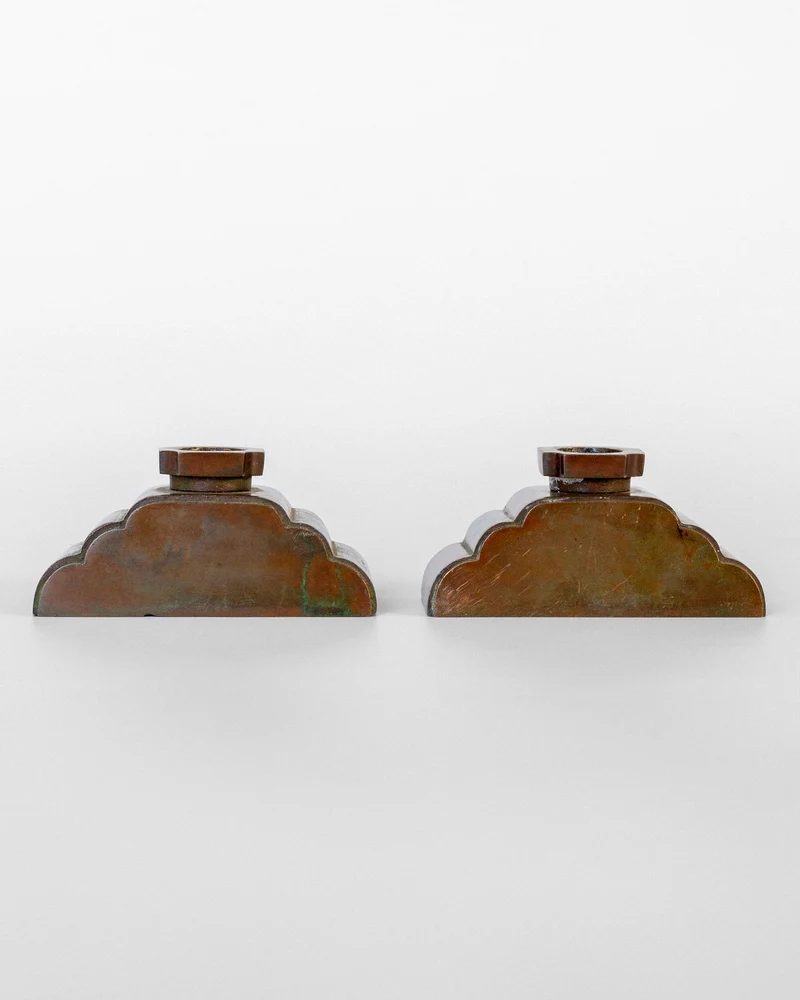 Pair of Art Deco Bronze Candlesticks by Sune Bäckström, Sweden 1930s
