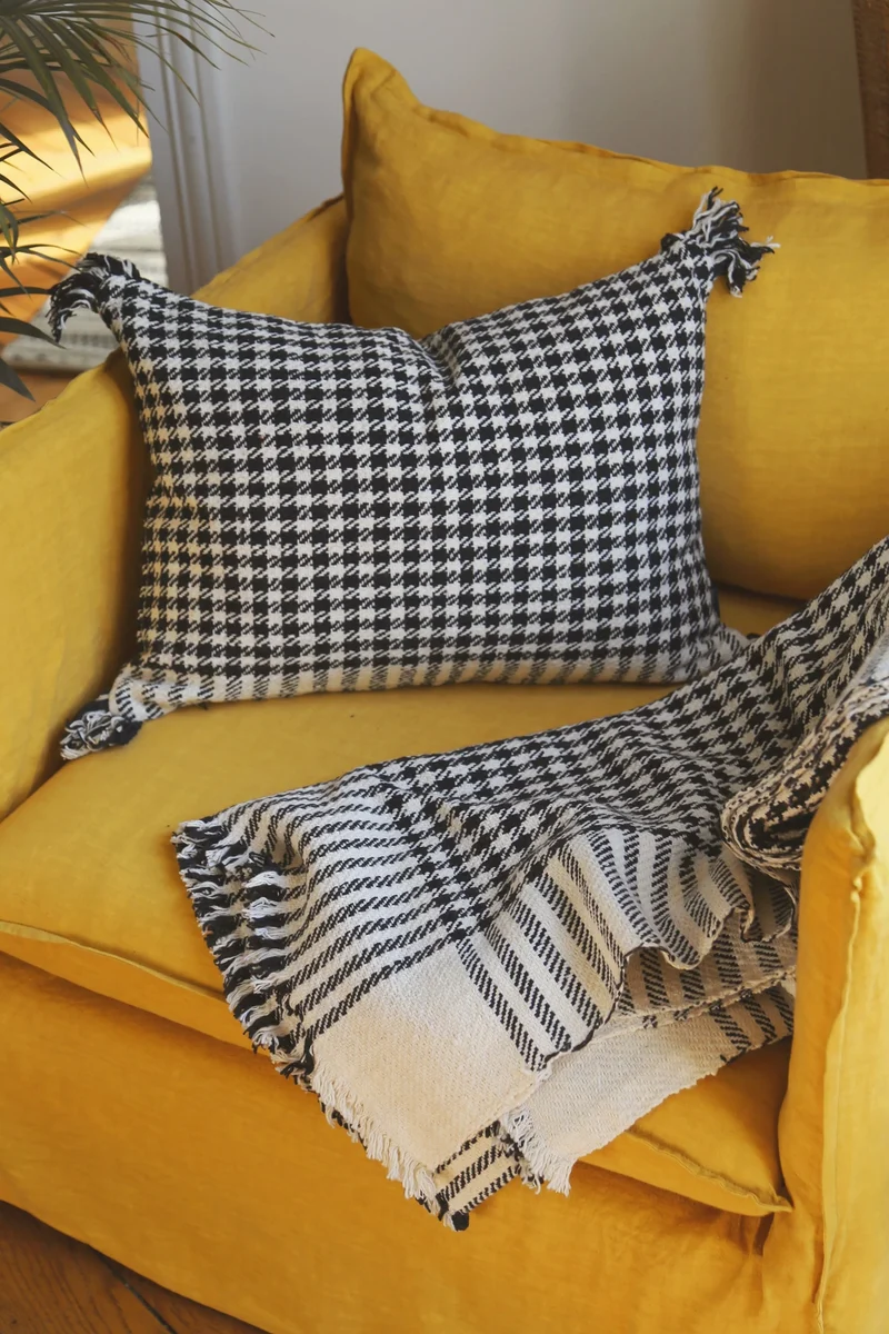 Housse de coussin pied de poule