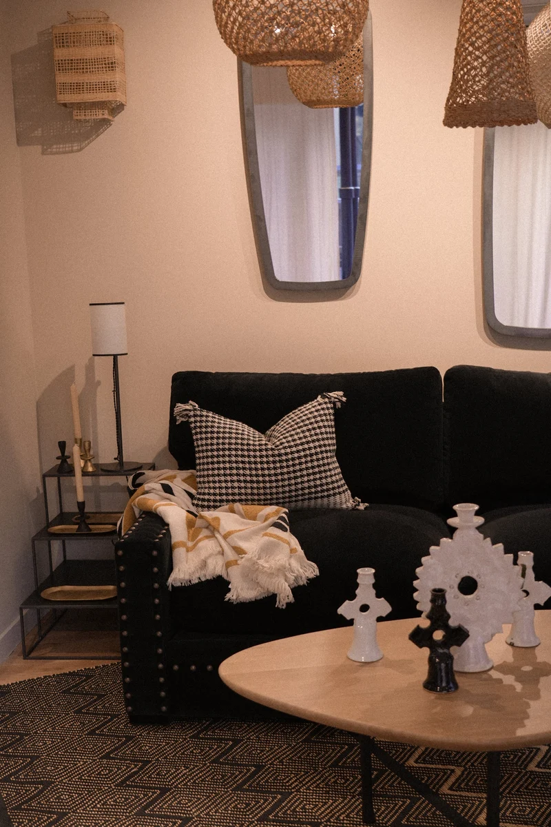 Housse de coussin pied de poule
