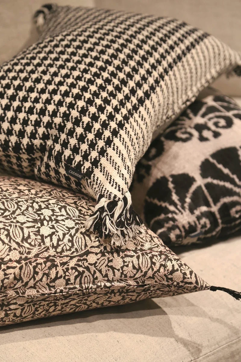 Housse de coussin pied de poule