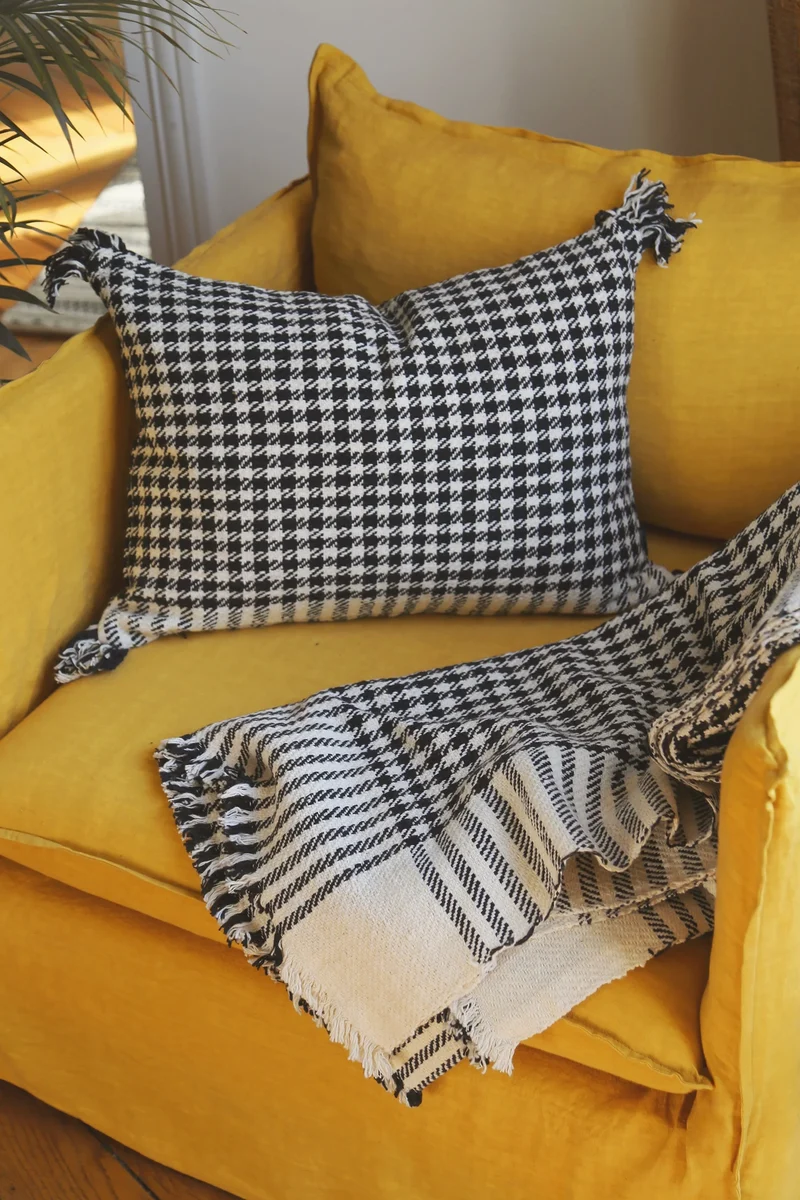 Housse de coussin pied de poule