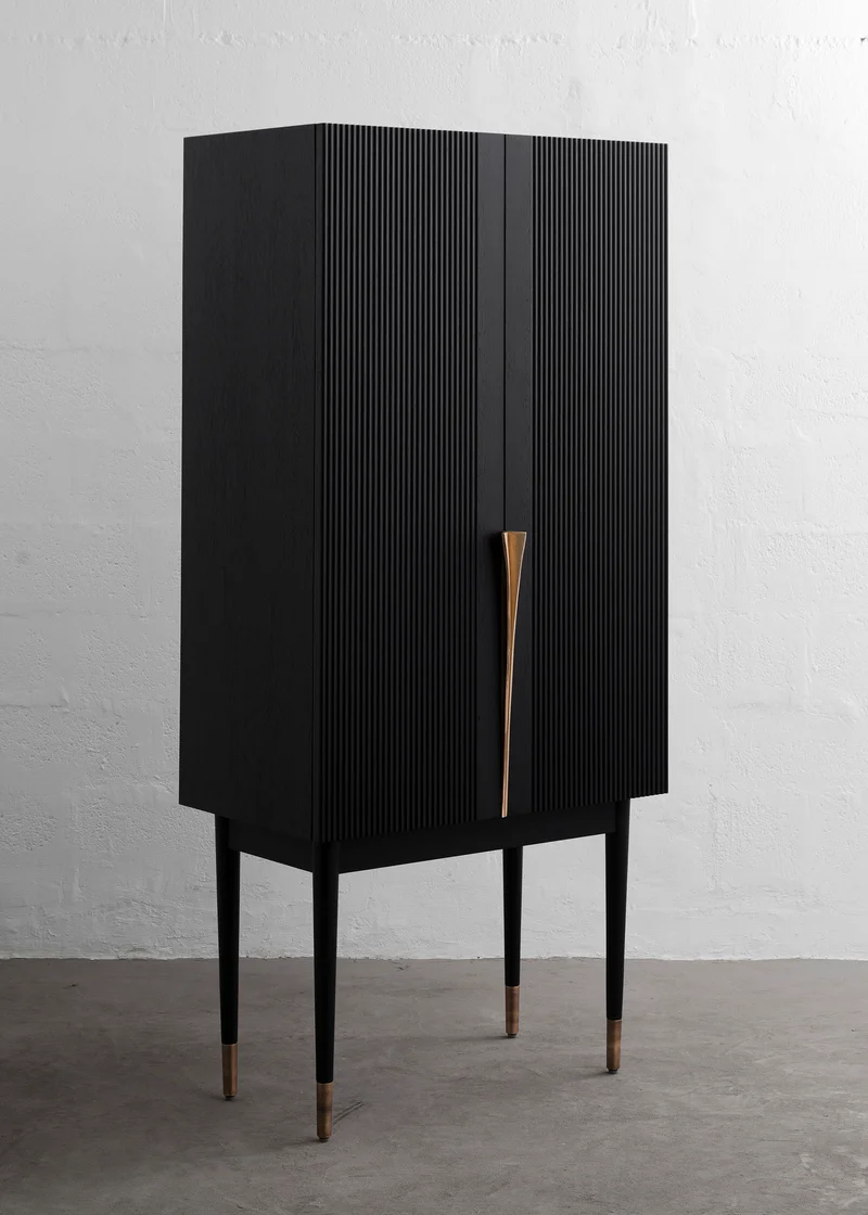 PERFIDIA_01 Bar Cabinet in Solid Wood and Casted Bronze Details