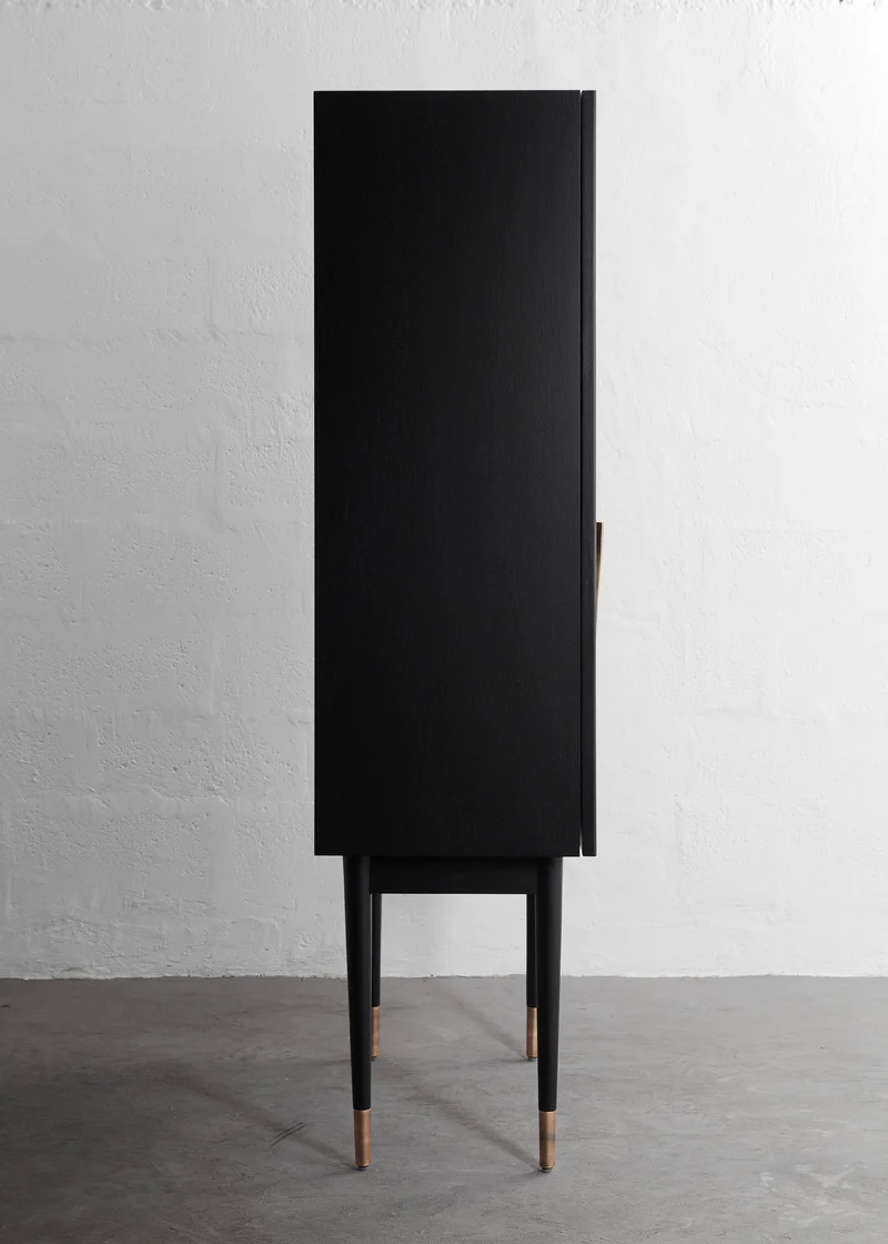 PERFIDIA_01 Bar Cabinet in Solid Wood and Casted Bronze Details