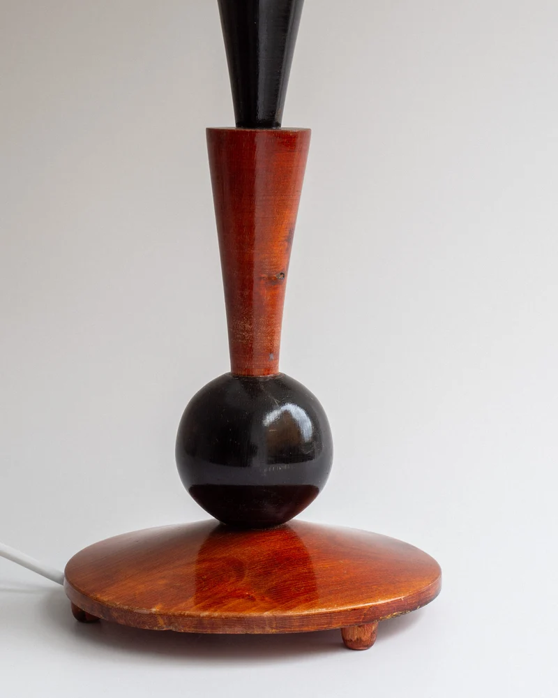 Vintage Wooden Art Deco Table Lamp, 1930s