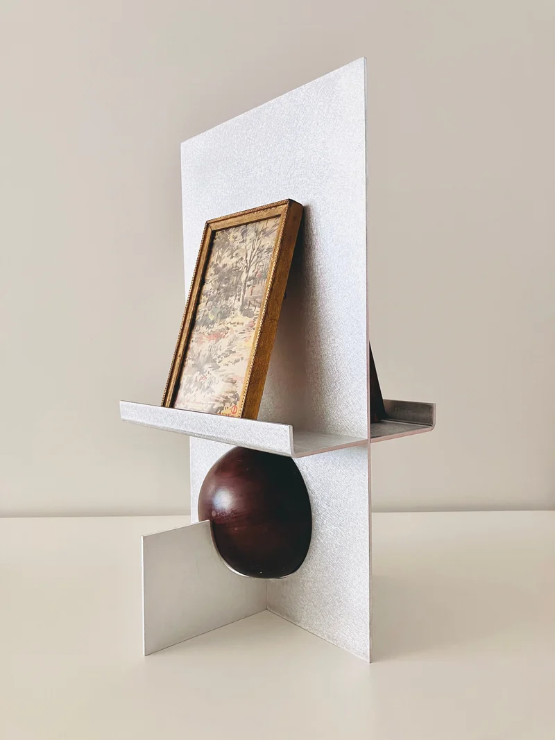 Limited Edition Wood and Aluminum Bê Table Art Stand