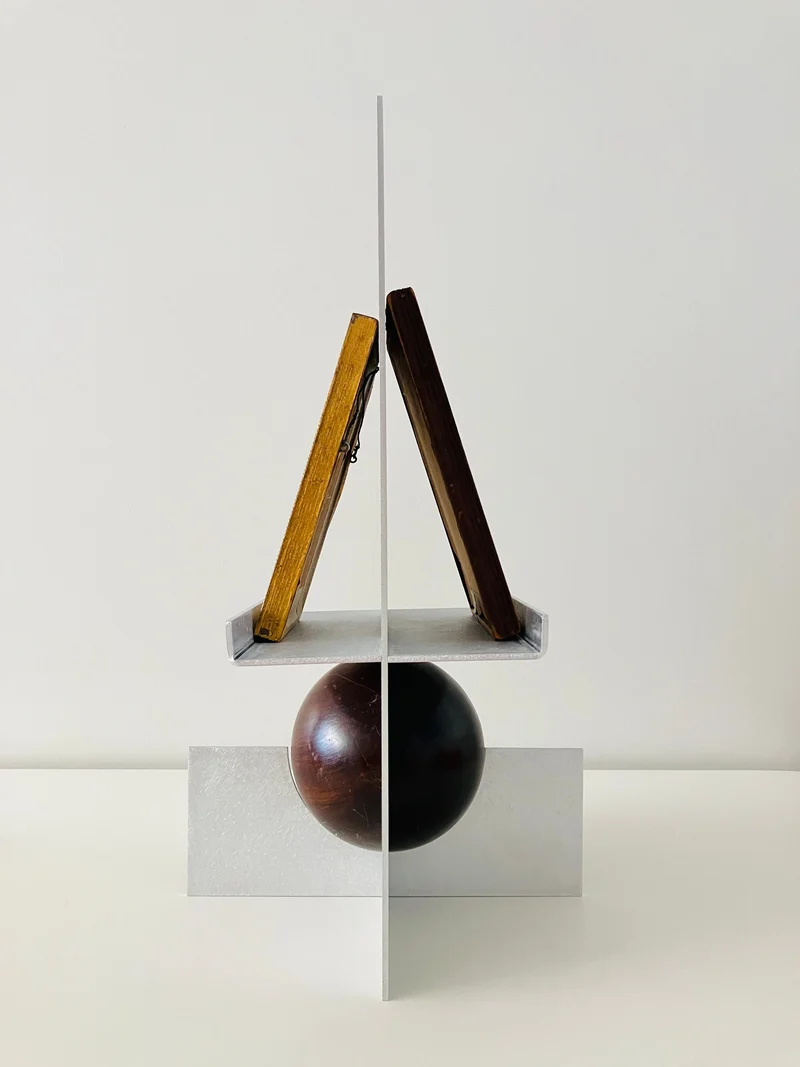 Limited Edition Wood and Aluminum Bê Table Art Stand